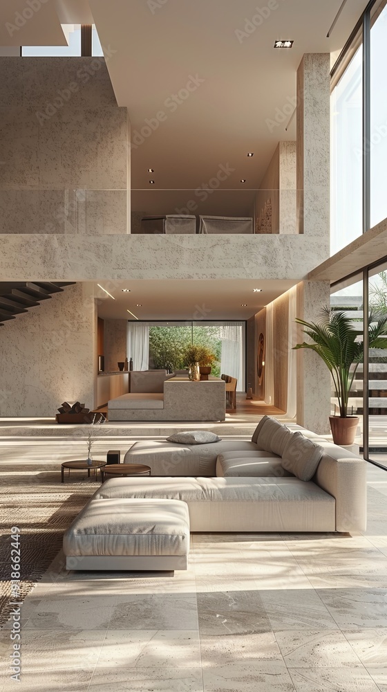 Minimalist urban villa with large, open spaces. Minimalist urban villa with large, open spaces.