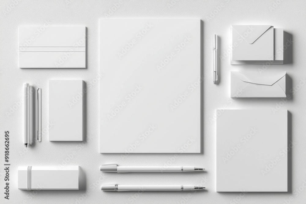 Realistic blank stationery set mockup isolated created with generative ai Realistic blank stationery set mockup isolated created with generative ai