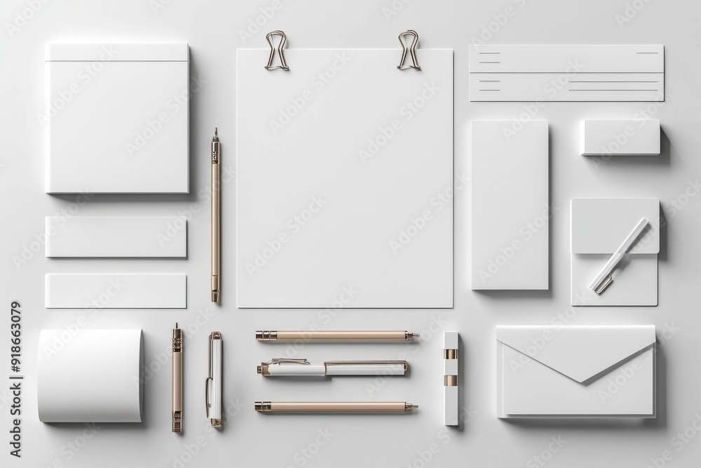 Realistic blank stationery set mockup isolated created with generative ai Realistic blank stationery set mockup isolated created with generative ai