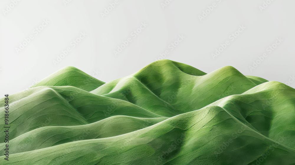 Verdant hills with varying elevations cut out on a pristine white background. Verdant hills with varying elevations cut out on a pristine white background.