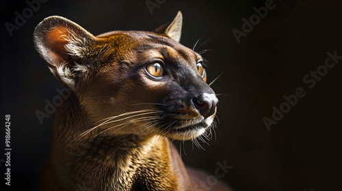 Dramatic Close up Portrait of the Elusive and Enigmatic Madagascar Fossa