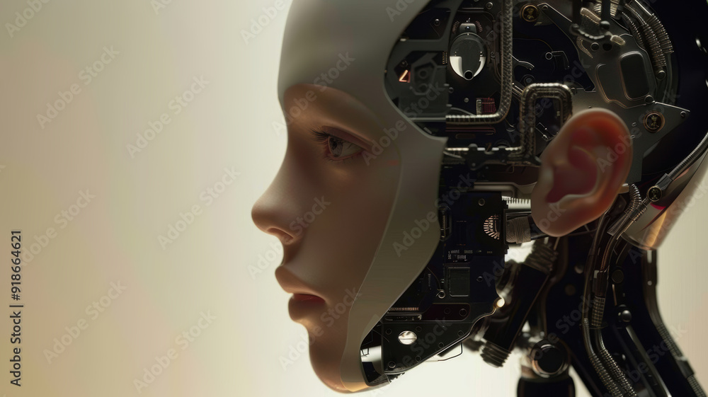 Portrait of a robot, android face. Artificial intelligence concept. Portrait of a robot, android face. Artificial intelligence concept.