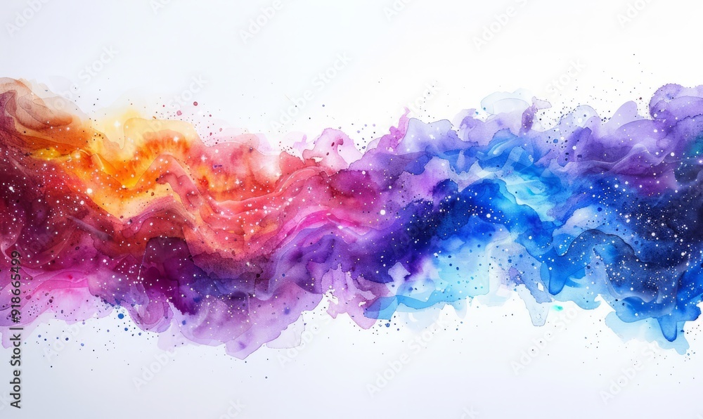 Watercolor abstract cosmic scene on white. Watercolor abstract cosmic scene on white.