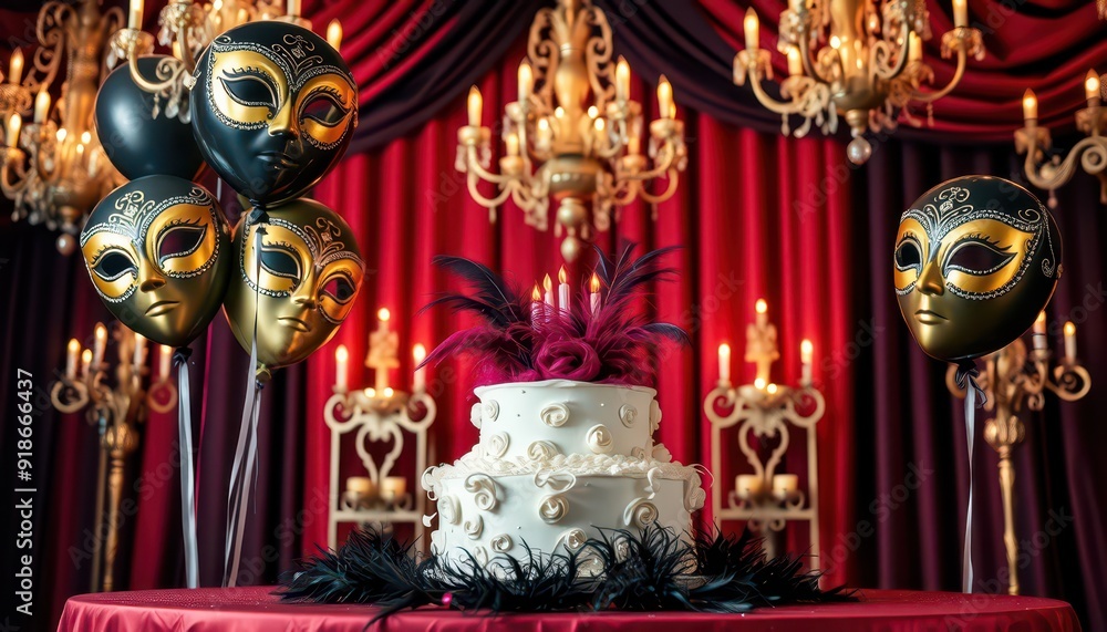 Fototapeta premium Masquerade Cake with Candles.