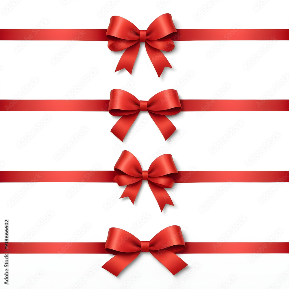 Red satin ribbon Gift box with a bow on a white background 11 Red satin ribbon Gift box with a bow on a white background 11