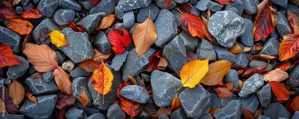Autumn leaves on a gravel path Autumn leaves on a gravel path
