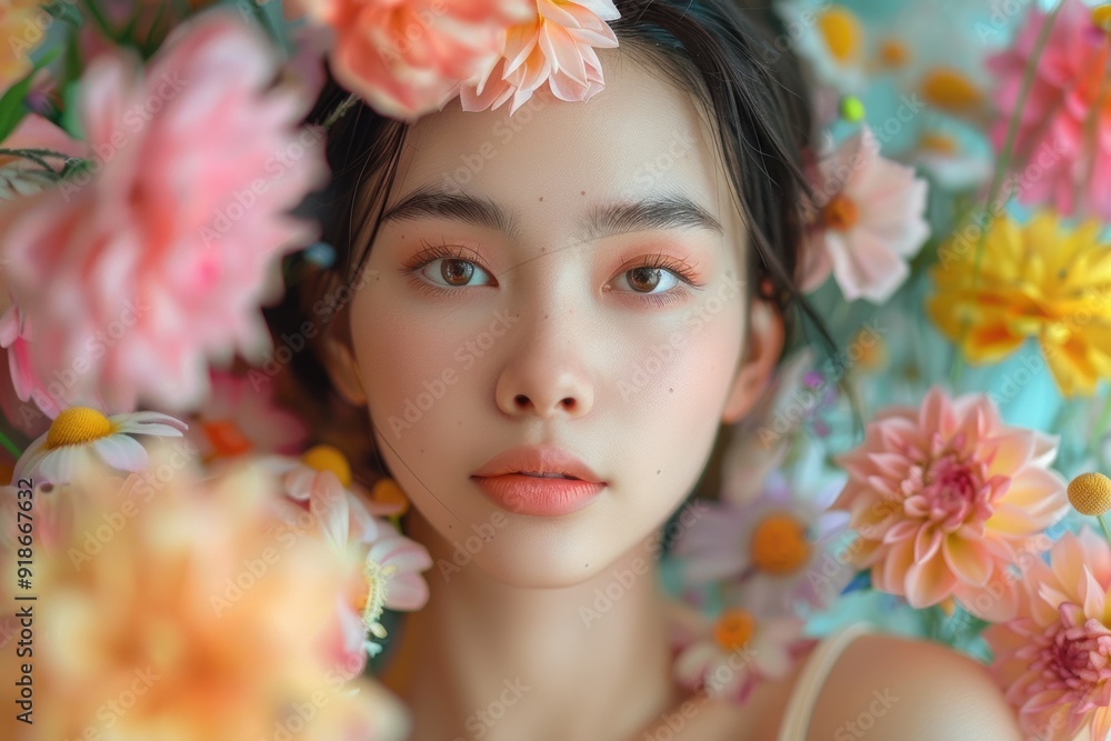 A Garden of Wishes: A Woman Surrounded by Blooms A Garden of Wishes: A Woman Surrounded by Blooms