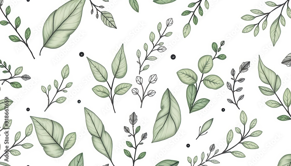 Seamless Green Leaves Pattern. Seamless Green Leaves Pattern.
