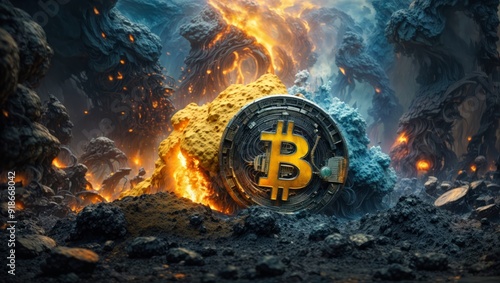 Bitcoin - Bitcoin is a cryptocurrency. Image of decentralized digital currency bitcoin. photo