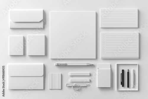 Realistic blank stationery set mockup isolated created with generative ai