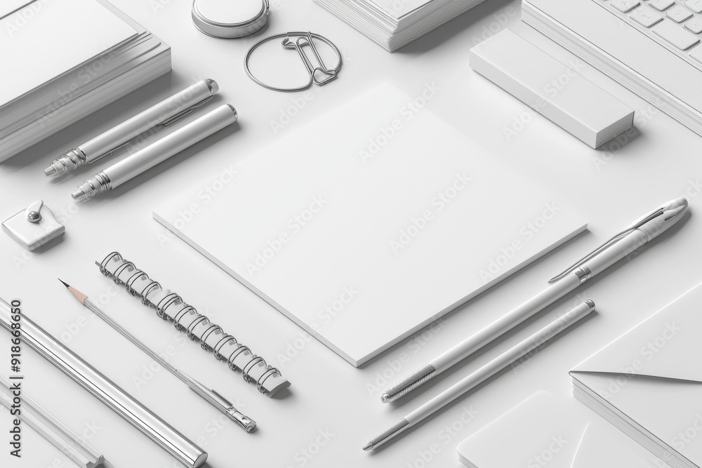 Realistic blank stationery set mockup isolated created with generative ai Realistic blank stationery set mockup isolated created with generative ai