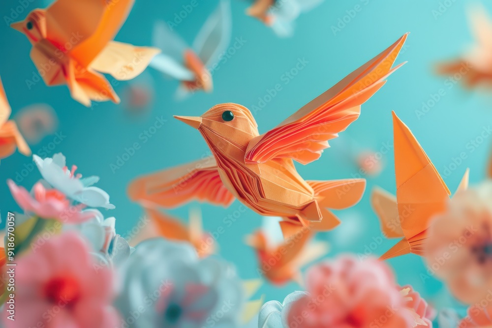 Paper Birds Soar Above a Field of Blooms Paper Birds Soar Above a Field of Blooms