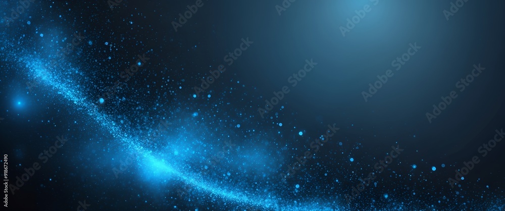 Dark blue and glow particle abstract background.