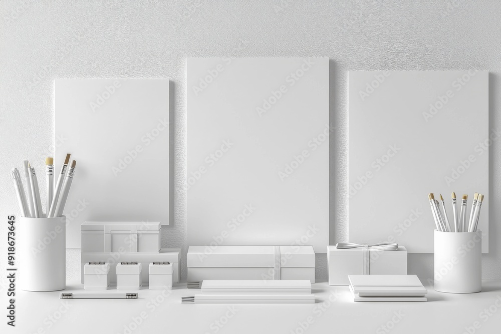 Realistic blank stationery set mockup isolated created with generative ai Realistic blank stationery set mockup isolated created with generative ai