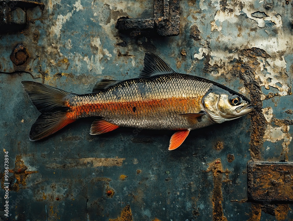 Obraz premium fish isolated on metal background