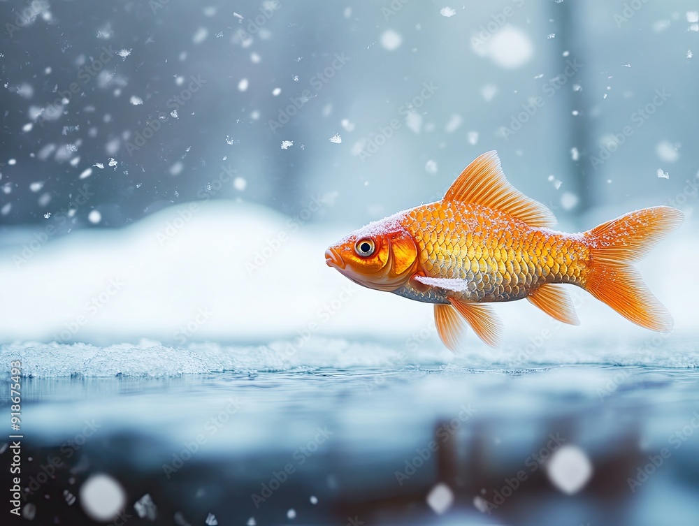 Fototapeta premium fish isolated on winter background