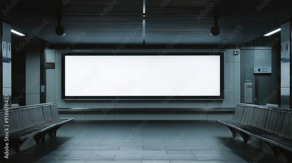 Blank Billboard in a Modern Subway Station Blank Billboard in a Modern Subway Station