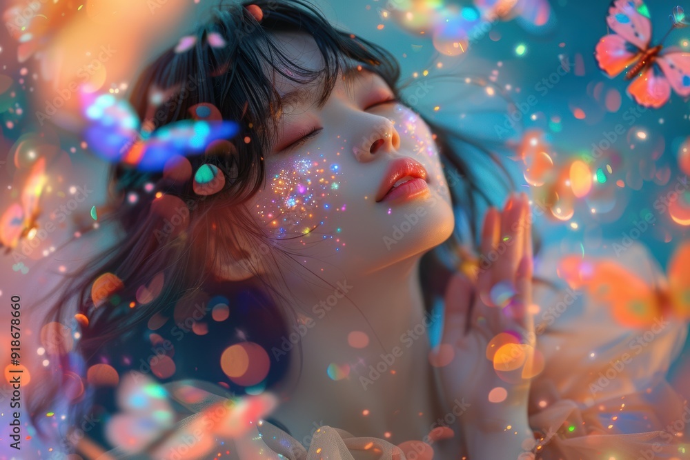 A Dreamy Moment of Harmony Amidst Sparkling Butterflies A Dreamy Moment of Harmony Amidst Sparkling Butterflies