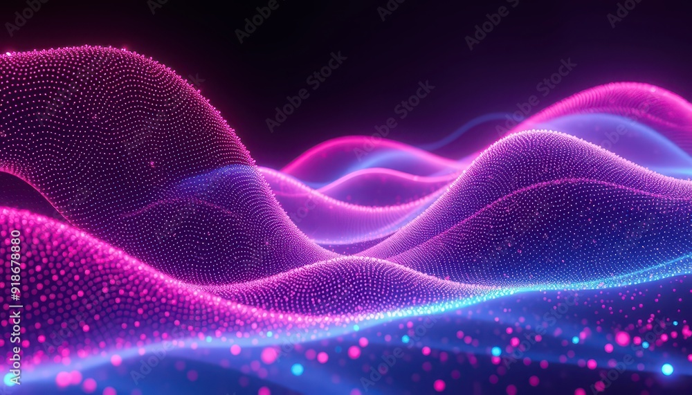 Abstract Digital Waves with Pink and Blue Lights. Abstract Digital Waves with Pink and Blue Lights.