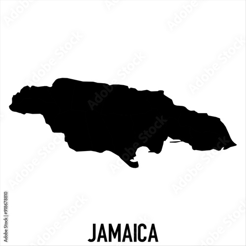 Jamaica Map - black World Map International vector template with High detailed isolated on white background - Vector