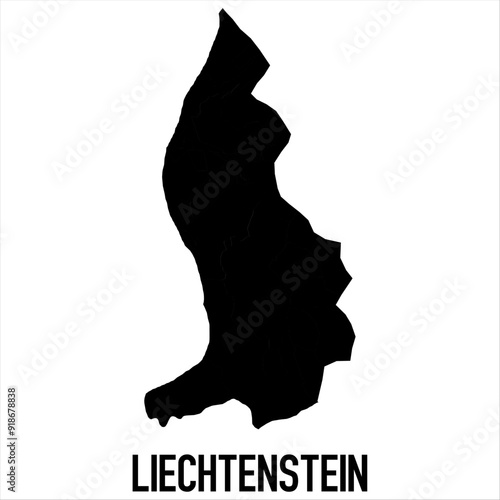 liechtenstein Map - black World Map International vector template with High detailed isolated on white background - Vector