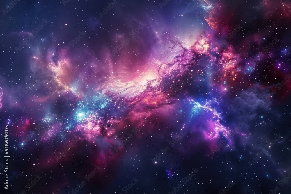 Fototapeta premium Colorful and vivid space nebula with glowing dust and stars