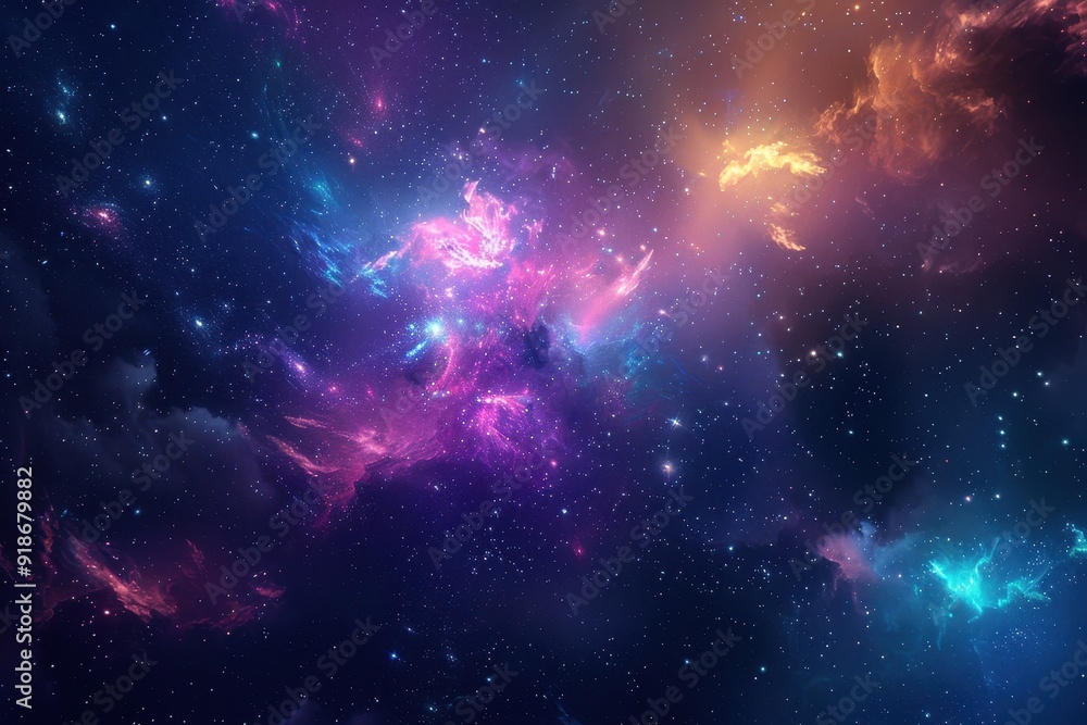 Colorful Nebula in Deep Space with Stars and Glowing Clouds Colorful Nebula in Deep Space with Stars and Glowing Clouds