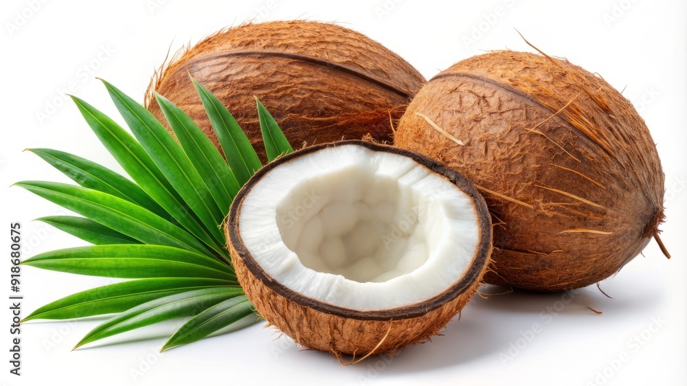 A close up of a coconut with the shell removed A close up of a coconut with the shell removed