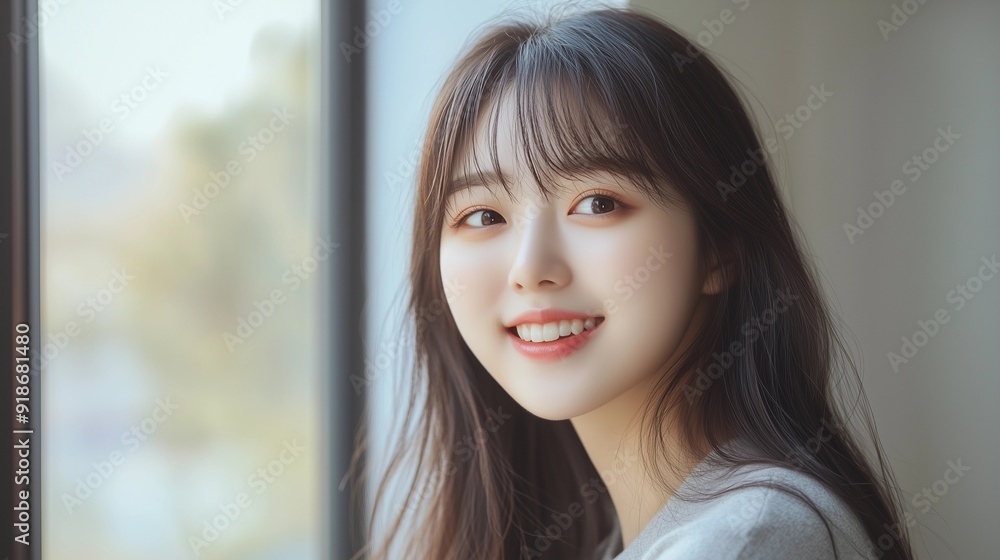 ロングヘアーのかわいい女の子モデル