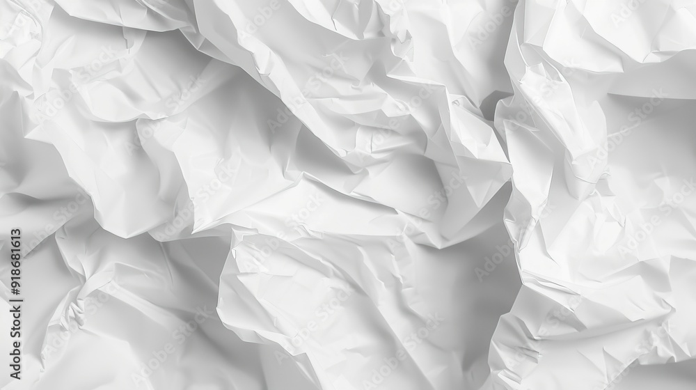 Obraz premium Crumpled white paper texture, generative ai