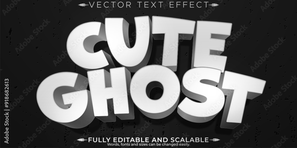 Fototapeta premium Cute editable text effect, editable ghost and cartoon text style