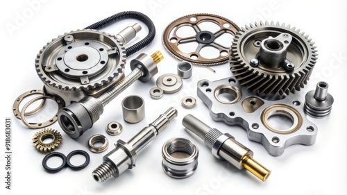 A collection of various parts and pieces of machinery