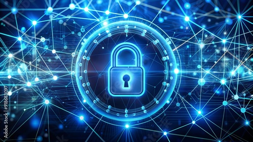 Wallpaper Mural A blue and white image of a key on a lock with a blue background Torontodigital.ca