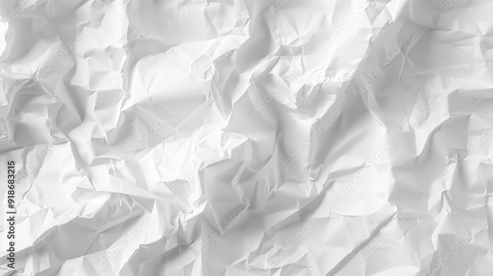 Obraz premium Crumpled white paper texture, generative ai