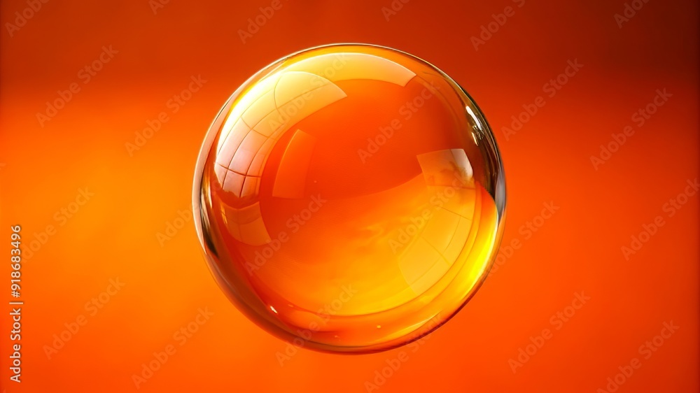 A large orange ball with a reflective surface A large orange ball with a reflective surface