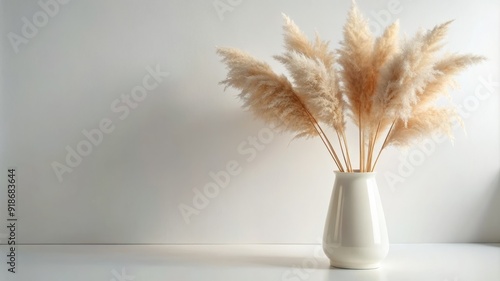 A white vase with a bunch of brown flowers in it