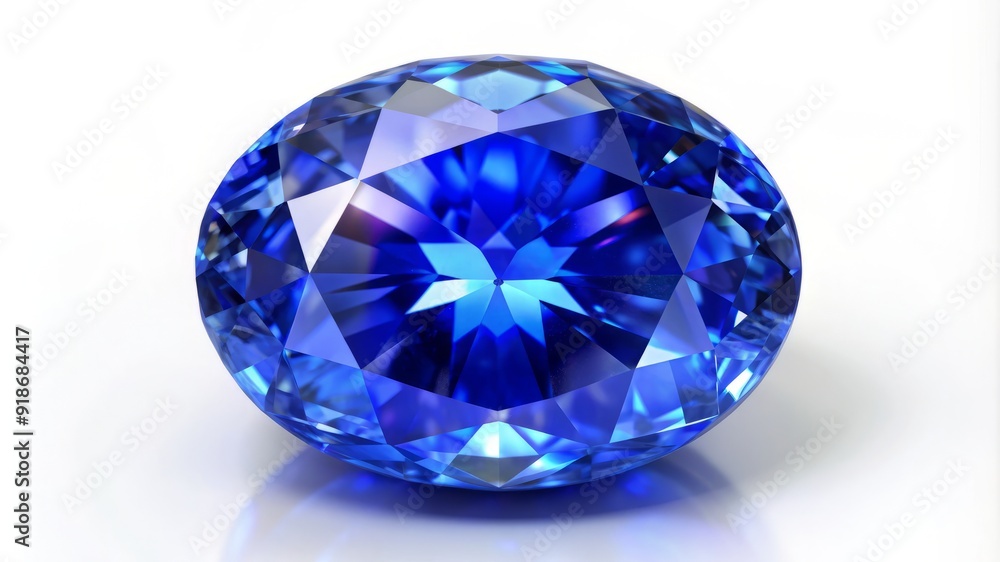 Fototapeta premium A blue diamond is sitting on a white background