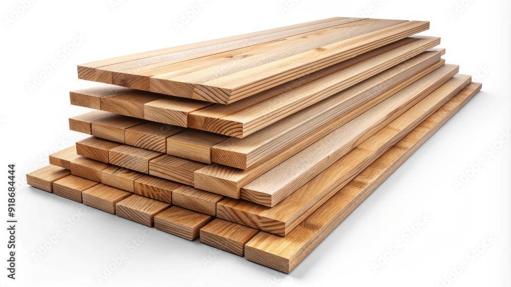 A stack of wood planks with a white background A stack of wood planks with a white background