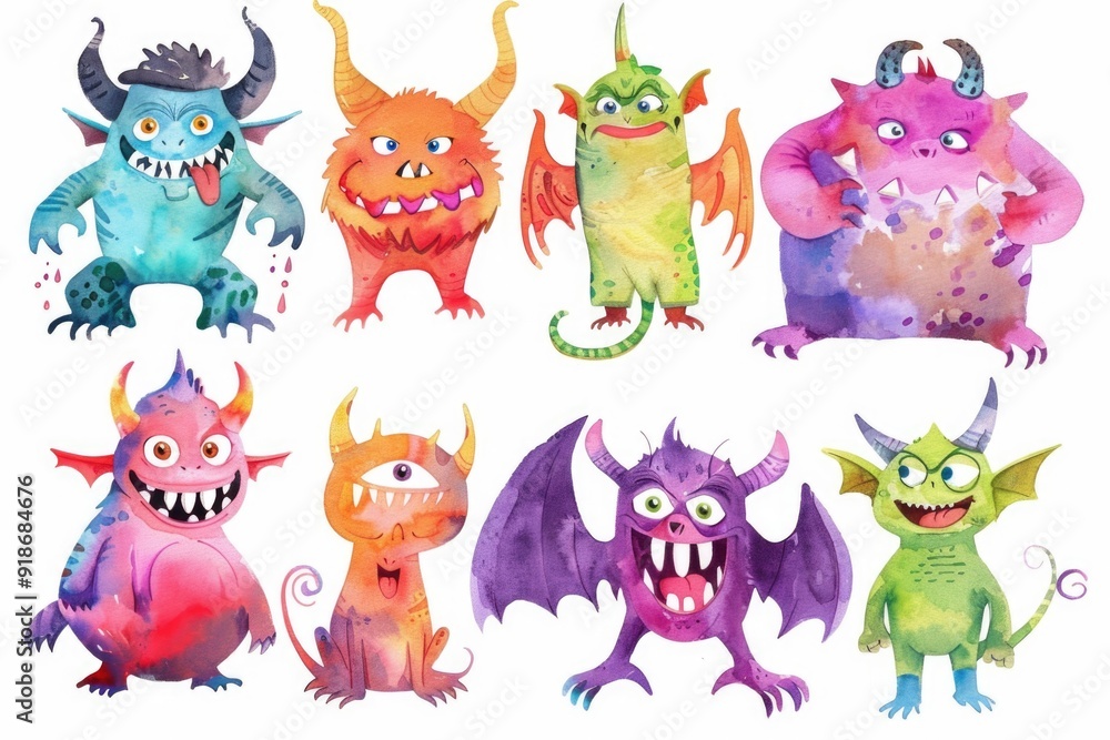 Obraz premium A group of vibrant creatures with large eyes gathered together