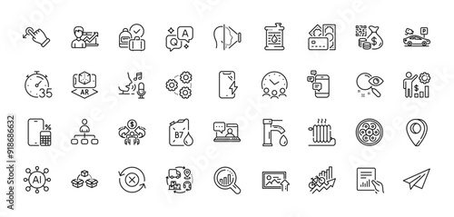 Success business, Money and Radiator line icons pack. AI, Question and Answer, Map pin icons. Cable section, Supply chain, Paper plane web icon. Vector