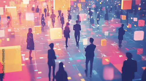 Blockchain for Intellectual Property Rights - A visual of artists and creators registering their work on the blockchain, ensuring their intellectual property is protected and verifiable