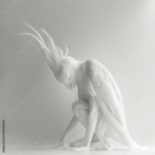 Bizarre Half Bird half woman all white