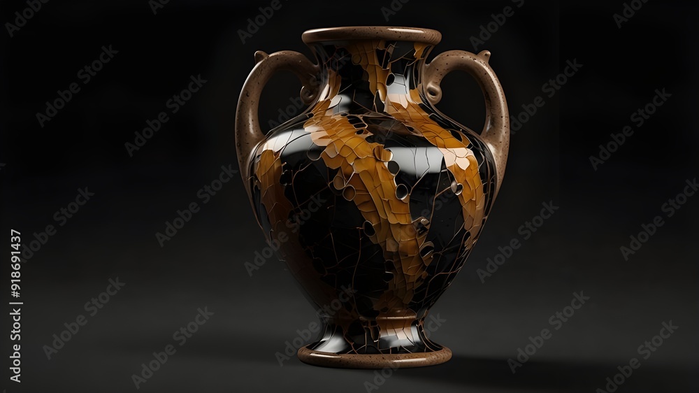 antique fractured amphore vase isolated on Black or transparent png antique fractured amphore vase isolated on Black or transparent png