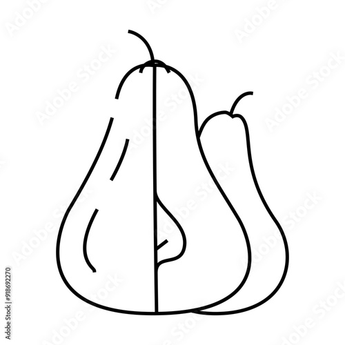 pear two cut line icon vector. pear two cut sign. isolated contour symbol black illustration