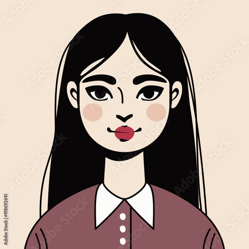 Portret kobiety na jasnym tle. Avatar do mediów społecznościowych. Różnorodność. Ilustracja wektorowa w stylu kreskówkowym.