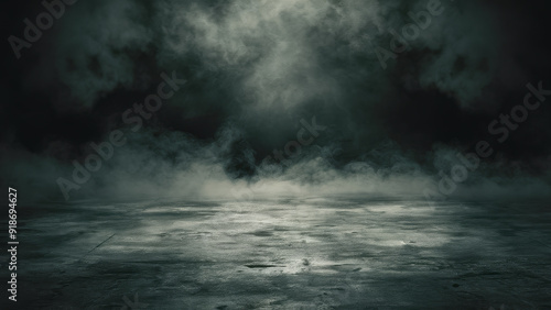 Dark and Mysterious Foggy Scene with Copy-Space