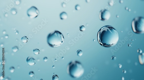 Wallpaper Mural Glistening Water Droplets on Smooth Blue Surface Torontodigital.ca