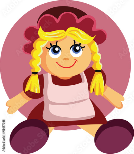 
Cute Doll Adorable Toy Vector Cartoon illustration
Wonderful vintage like collectable rag-doll for little girls 
