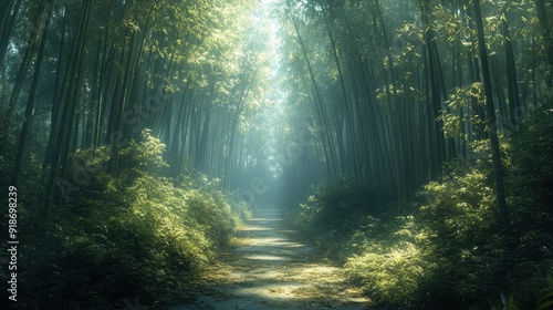 Serenity Amongst Bamboo: Embracing Resilience and Nature's Calm in a Surreal Japanese Forest Path