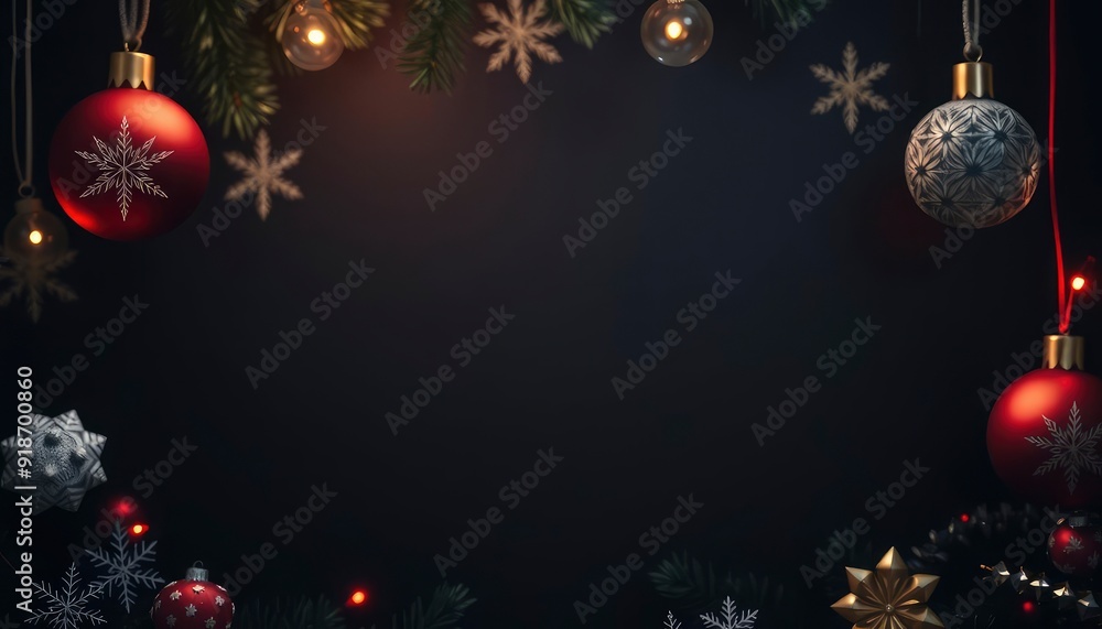 dark christmas decoration background with copy space as greetings card, ai dark christmas decoration background with copy space as greetings card, ai